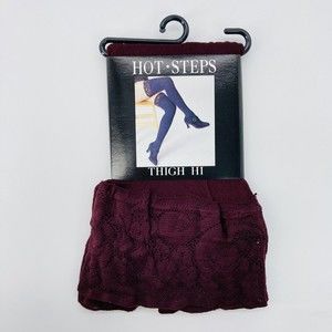 Hot Steps Burgundy Maroon Thigh Highs One Size 4’10-5’8 95-160 lbs New #9378T